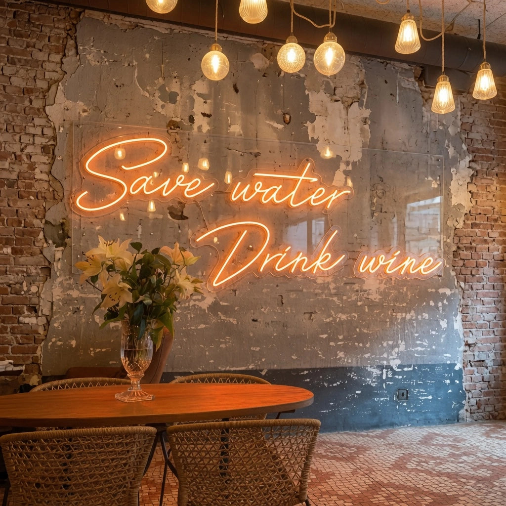 Save Water Drink Wine Wall Decor LED Neon Sign - 01 Original Product Image