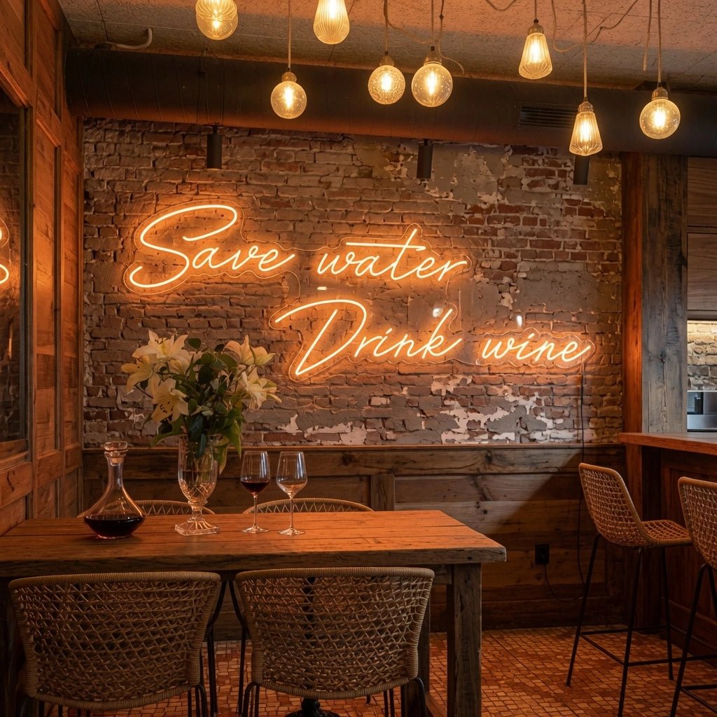 Save Water Drink Wine Wall Decor LED Neon Sign - Shineneon
