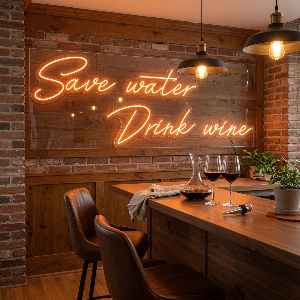 Save Water Drink Wine Wall Decor LED Neon Sign - Shineneon