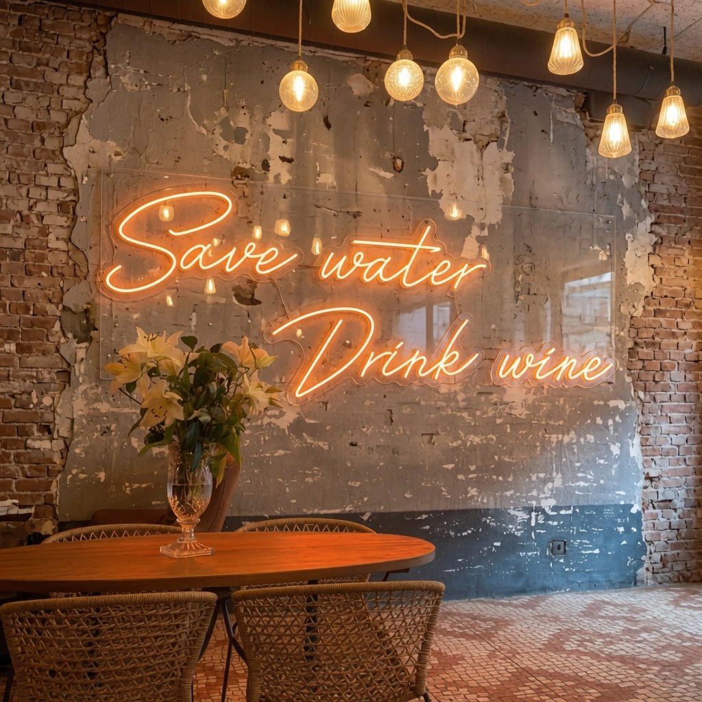 Save Water Drink Wine Wall Decor LED Neon Sign - Shineneon