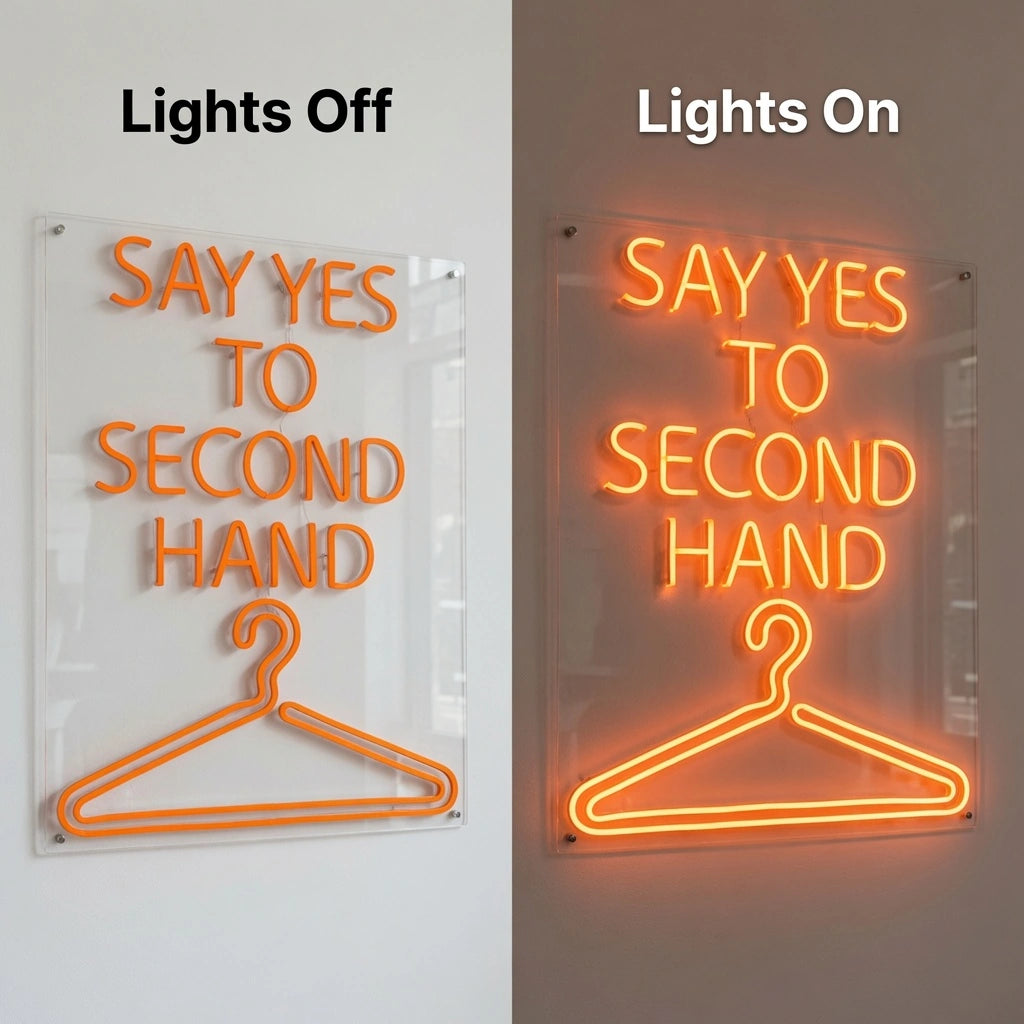 Say Yes To Second Hand LED Neon Sign - 06 Day Night Comparison