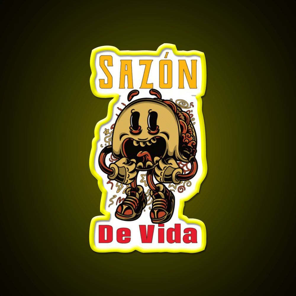 Saz贸n De Vida Taco Led Neon Sign Mexican Food Sign Rgb Color - Shineneon