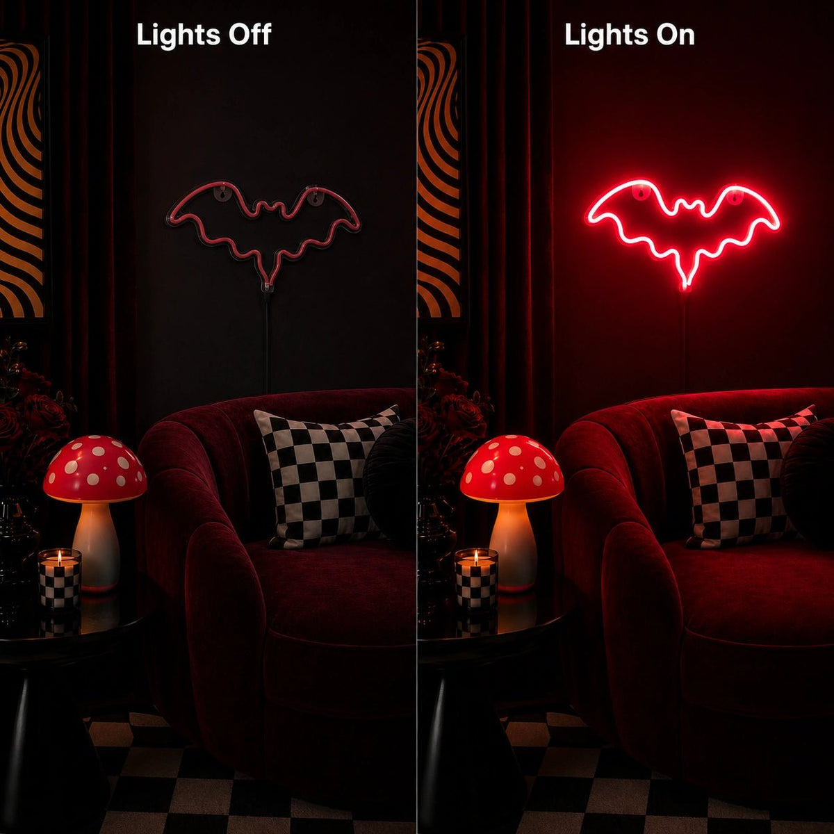 Scalloped Bat Wings Outline LED Neon Sign - Shineneon