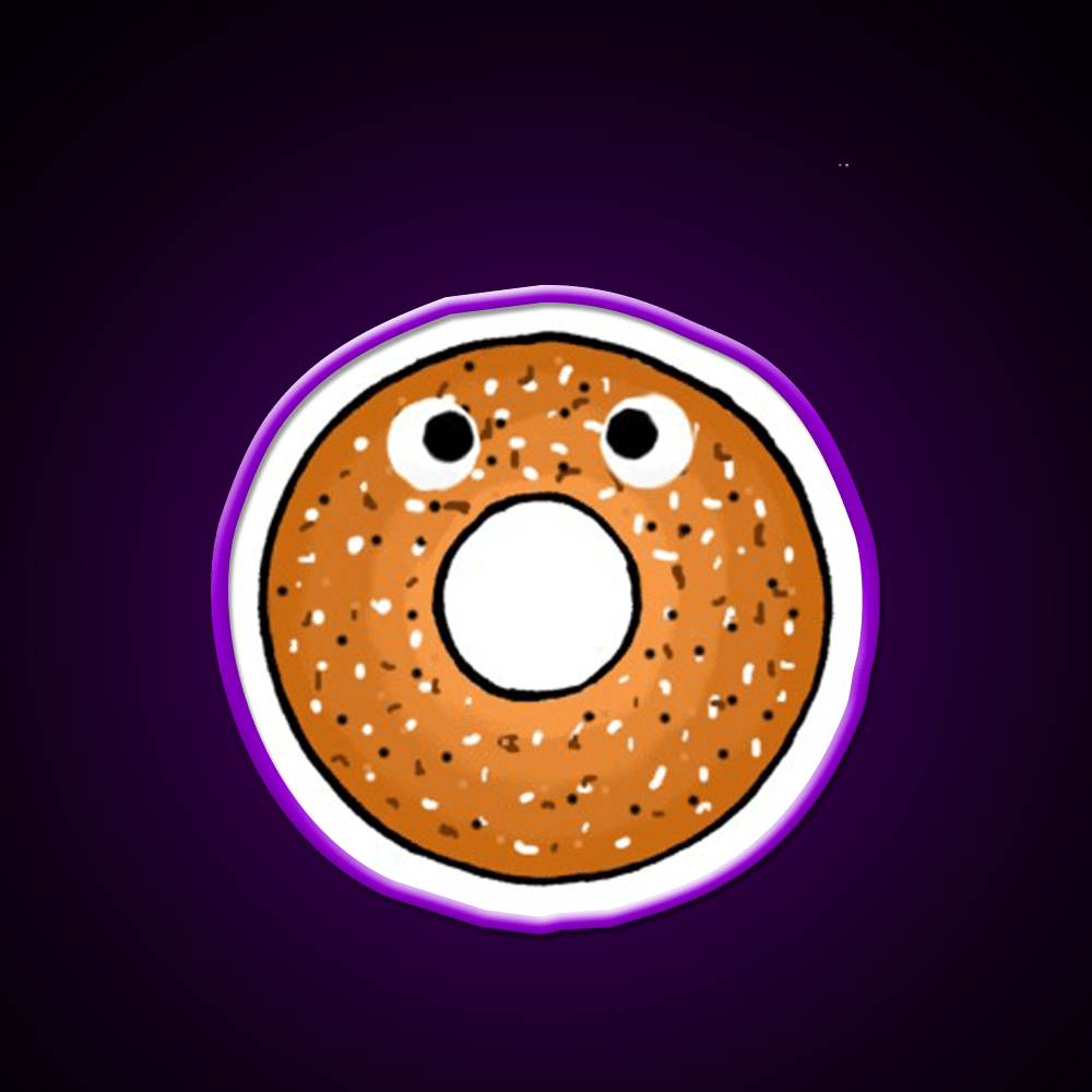 Scared Bagel Man Snack Food Led Neon Sign Rgb Color - Shineneon