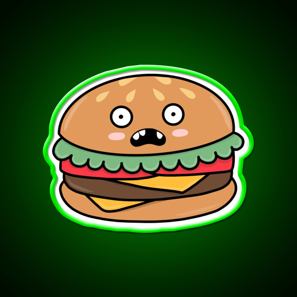 Scared Hamburger Fast Food Led Neon Sign For Burger Place Rgb Color - Shineneon