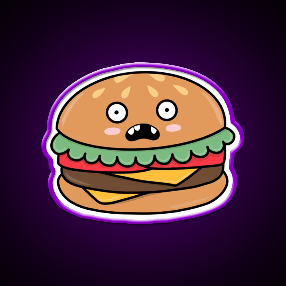 Scared Hamburger Fast Food Led Neon Sign For Burger Place Rgb Color - Shineneon