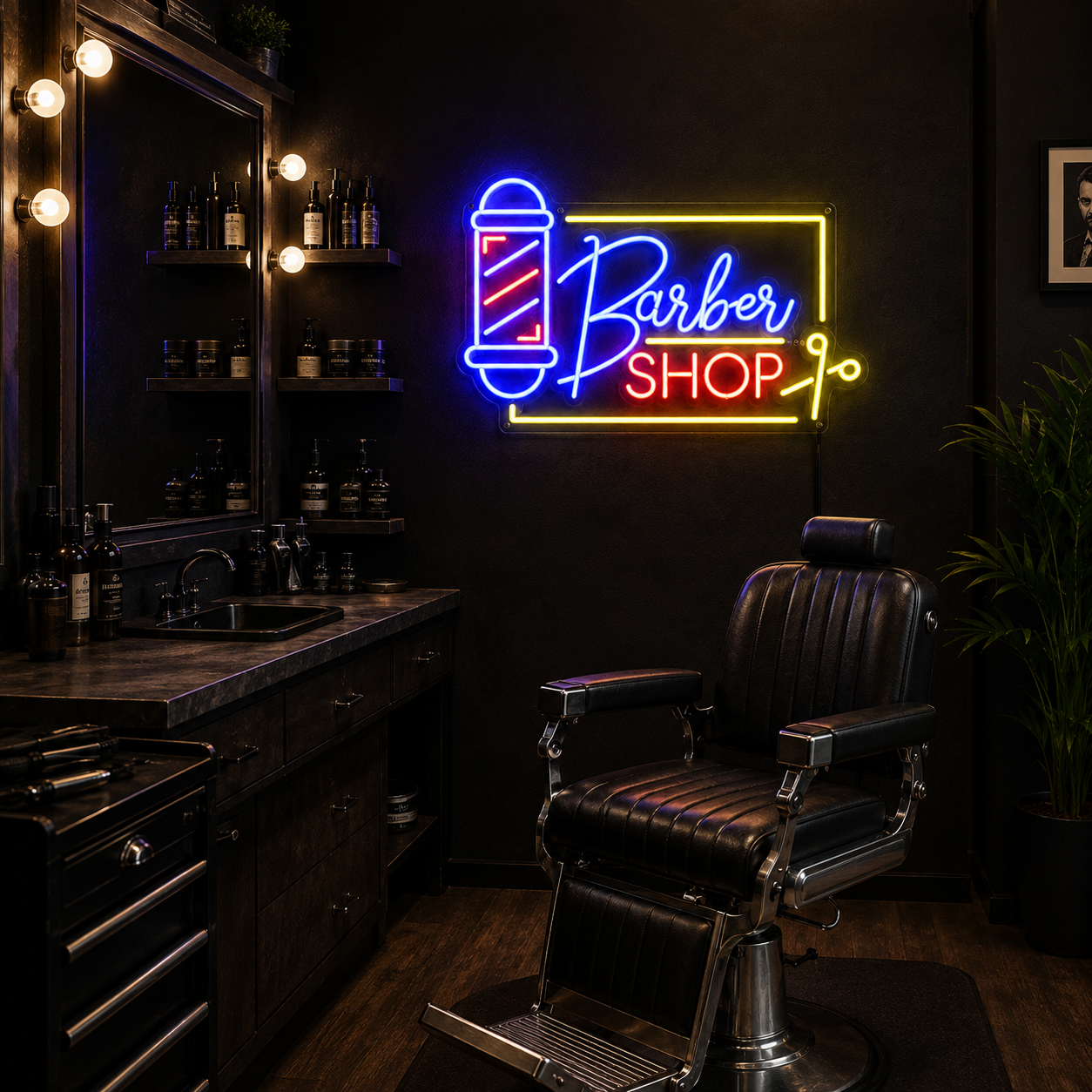 Schild Barbershop Mit LED Neon Sign - 02 High-Converting Product Image
