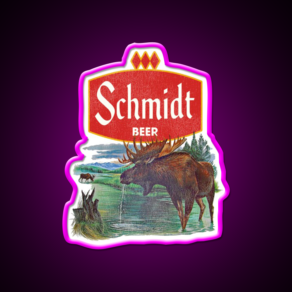 Schmidt Beer Retro Defunct Nature Scene Beer Bar Decor Led Neon Sign Rgb Color - Neon sign mounted on wall in room