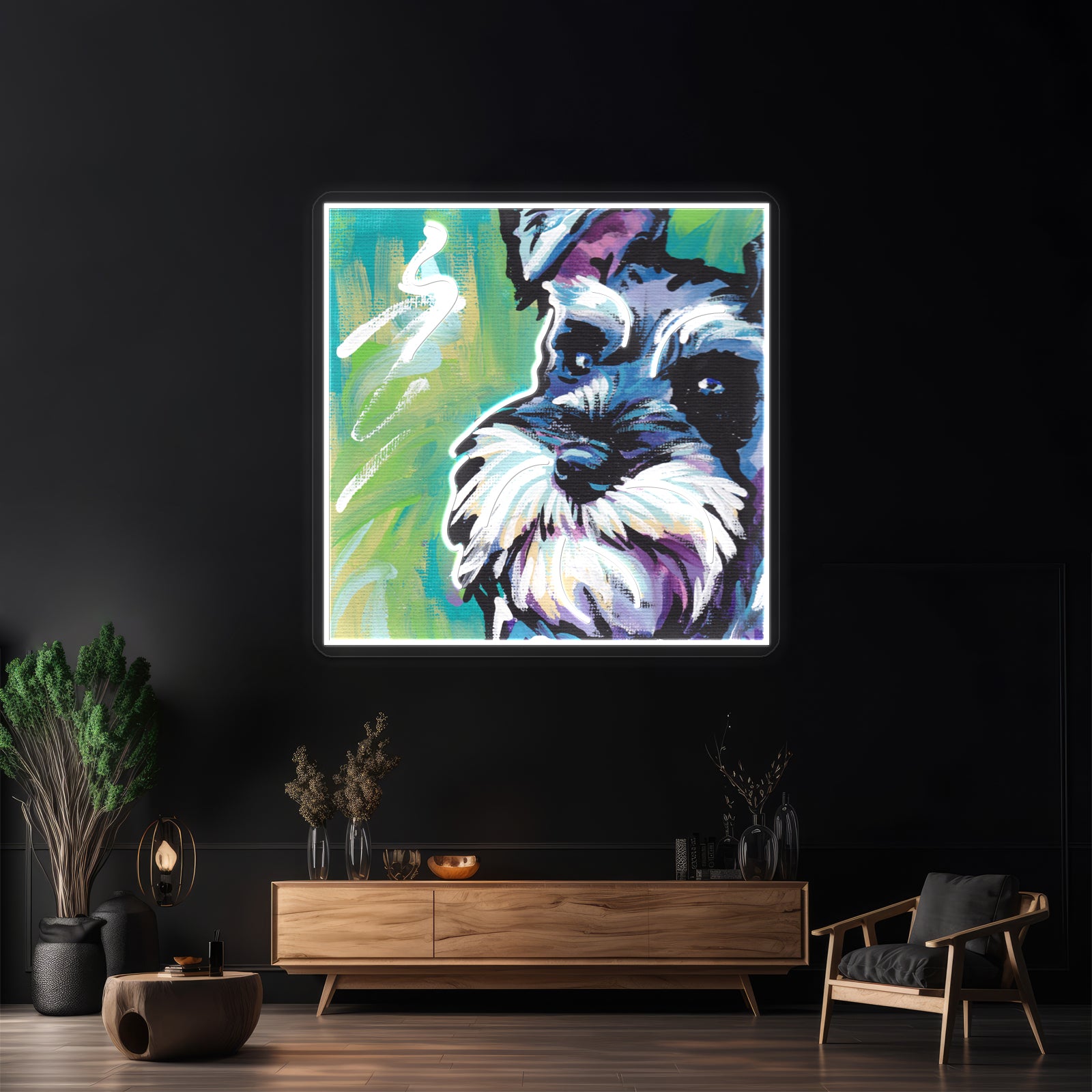 Schnauzer Bright Colorful Pop Dog Artwork Custom Led Signs | Shineneon