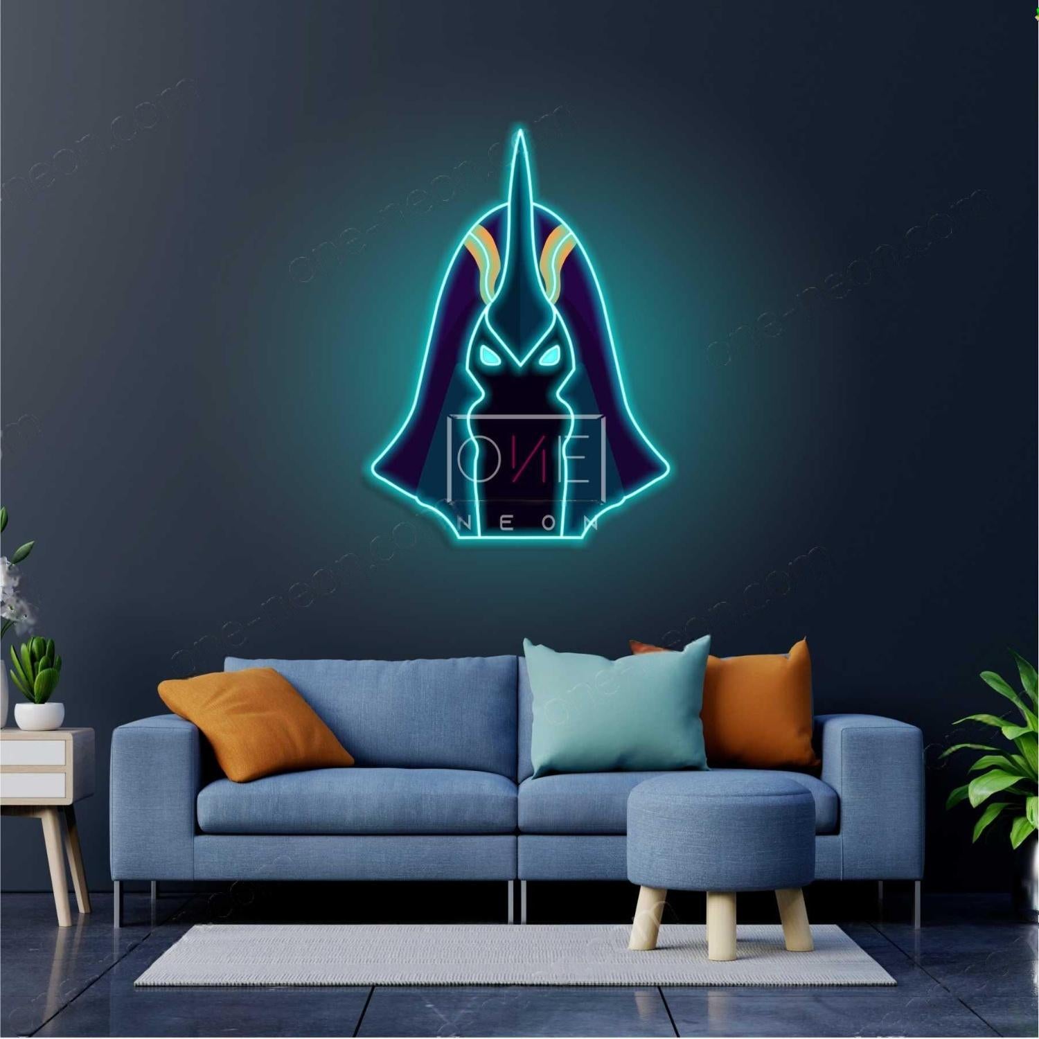 Sci-Fi Helmet Teal-Yellow-Purple Led Neon Sign For Gaming Decor | Shineneon