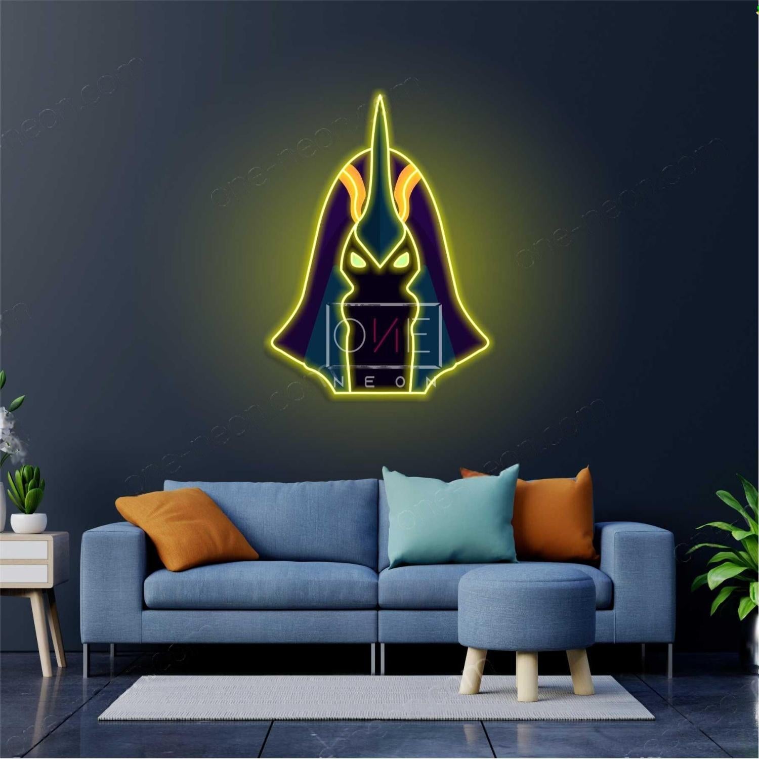 Sci-Fi Helmet Teal-Yellow-Purple Led Neon Sign For Gaming Decor | Shineneon