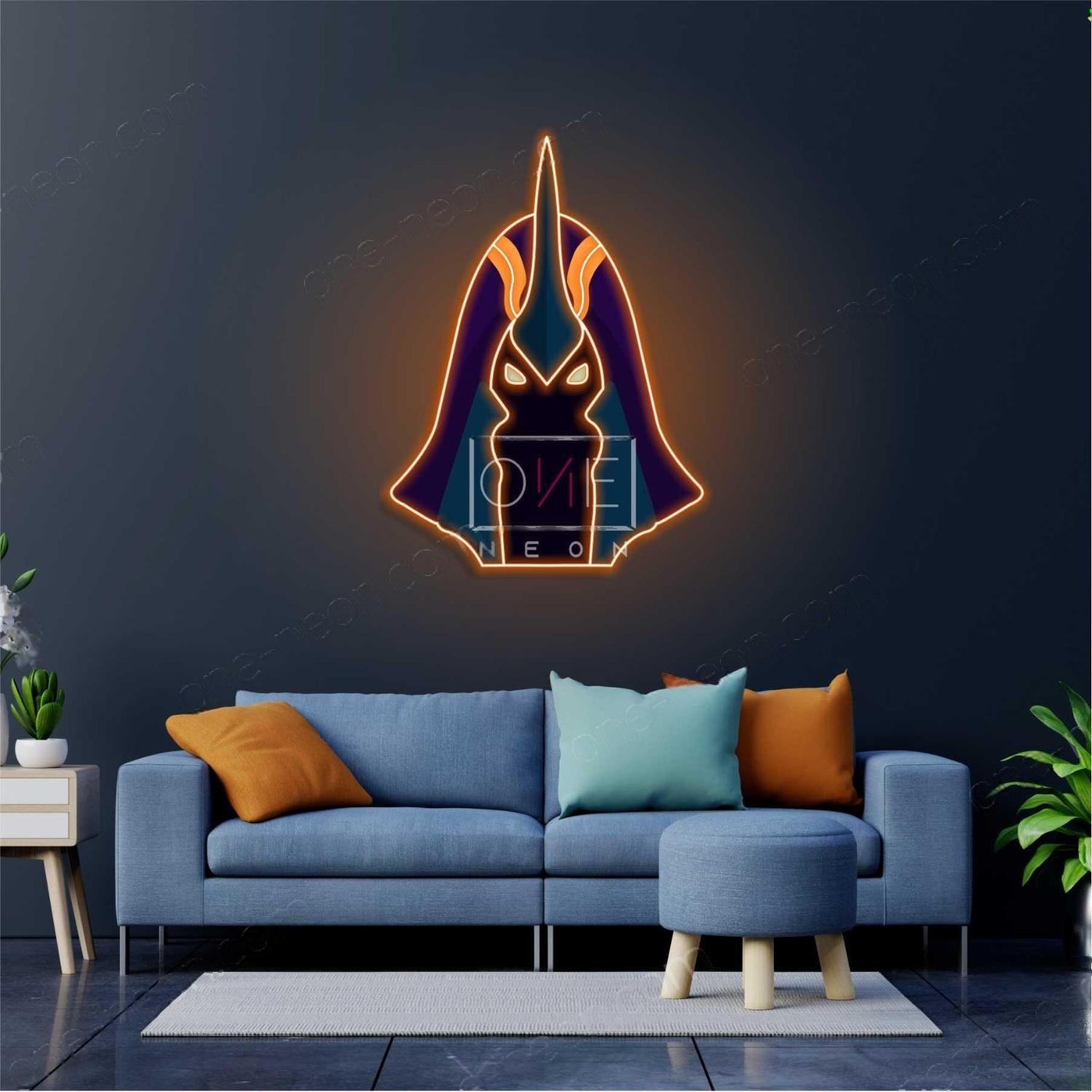 Sci-Fi Helmet Teal-Yellow-Purple Led Neon Sign For Gaming Decor | Shineneon