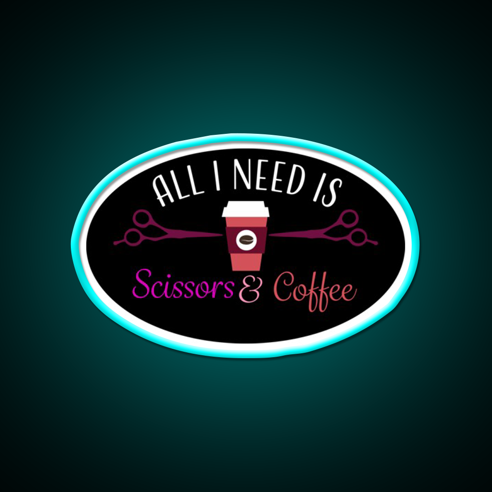 Scissors And Coffee Nail Salon Led Neon Sign Rgb Color