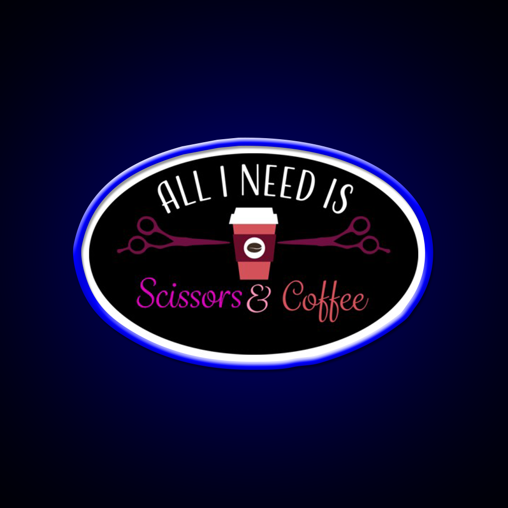 Scissors And Coffee Nail Salon Led Neon Sign Rgb Color