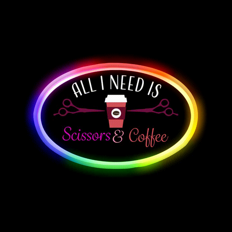 Scissors And Coffee Nail Salon Led Neon Sign Rgb Color