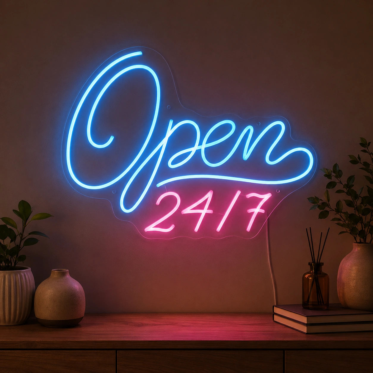Script Open 24 Seven Neon Sign LED Neon Sign high-converting product image