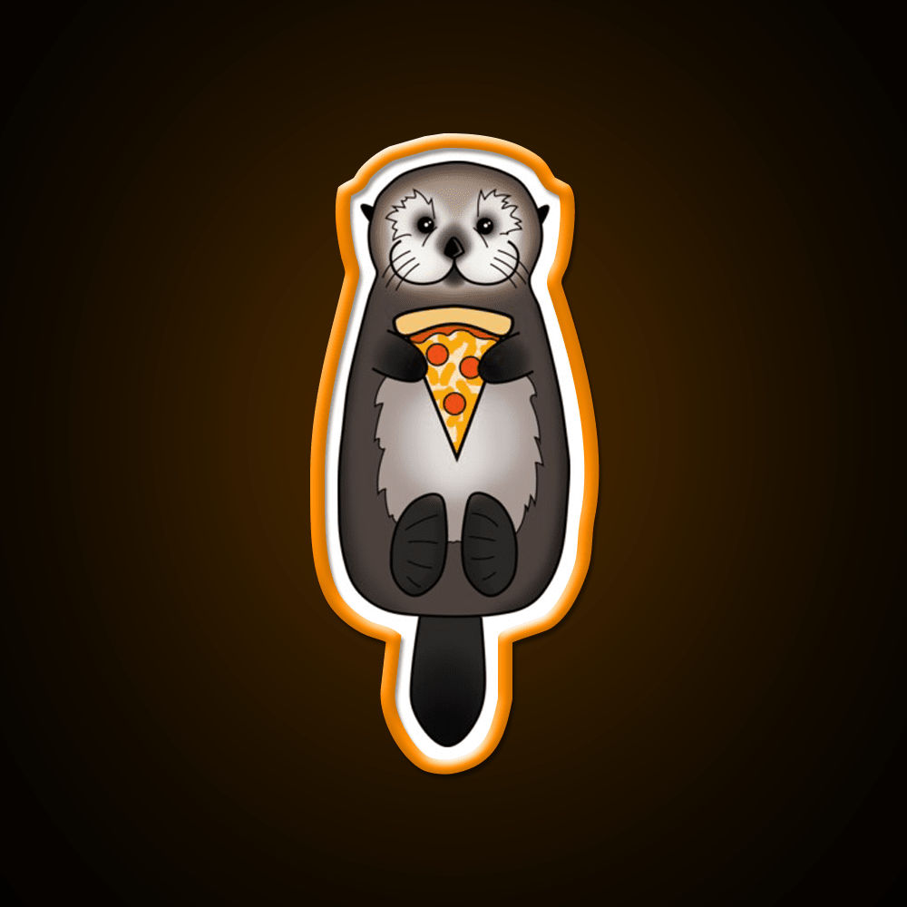 Sea Otter With Pizza Snack Food Led Neon Sign Rgb Color - Shineneon