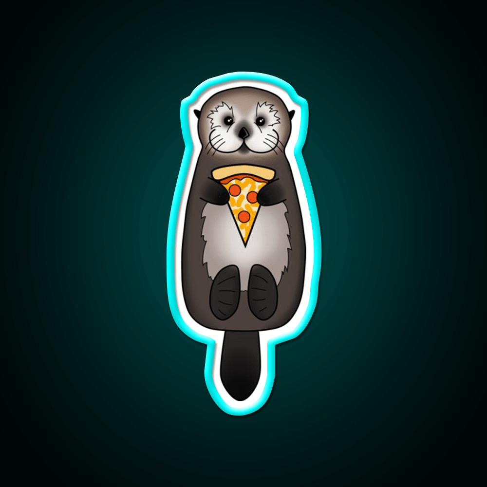 Sea Otter With Pizza Snack Food Led Neon Sign Rgb Color - Shineneon