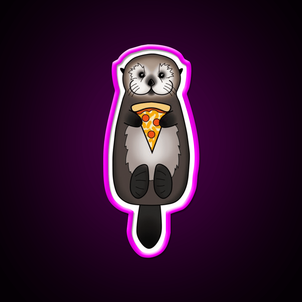 Sea Otter With Pizza Snack Food Led Neon Sign Rgb Color - Shineneon