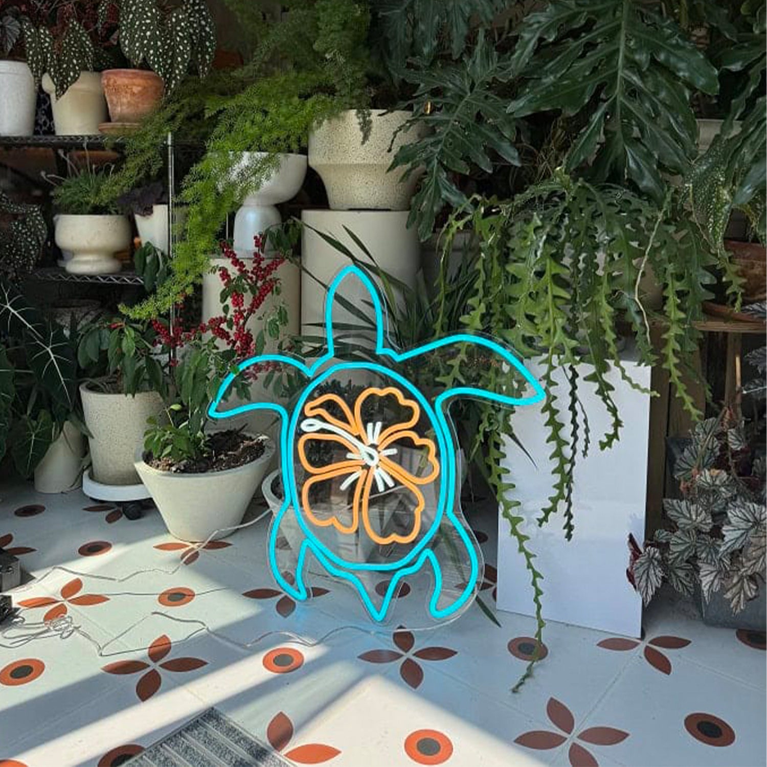 Sea Turtle With Hibiscus Led Neon Sign Wall Art | Shineneon