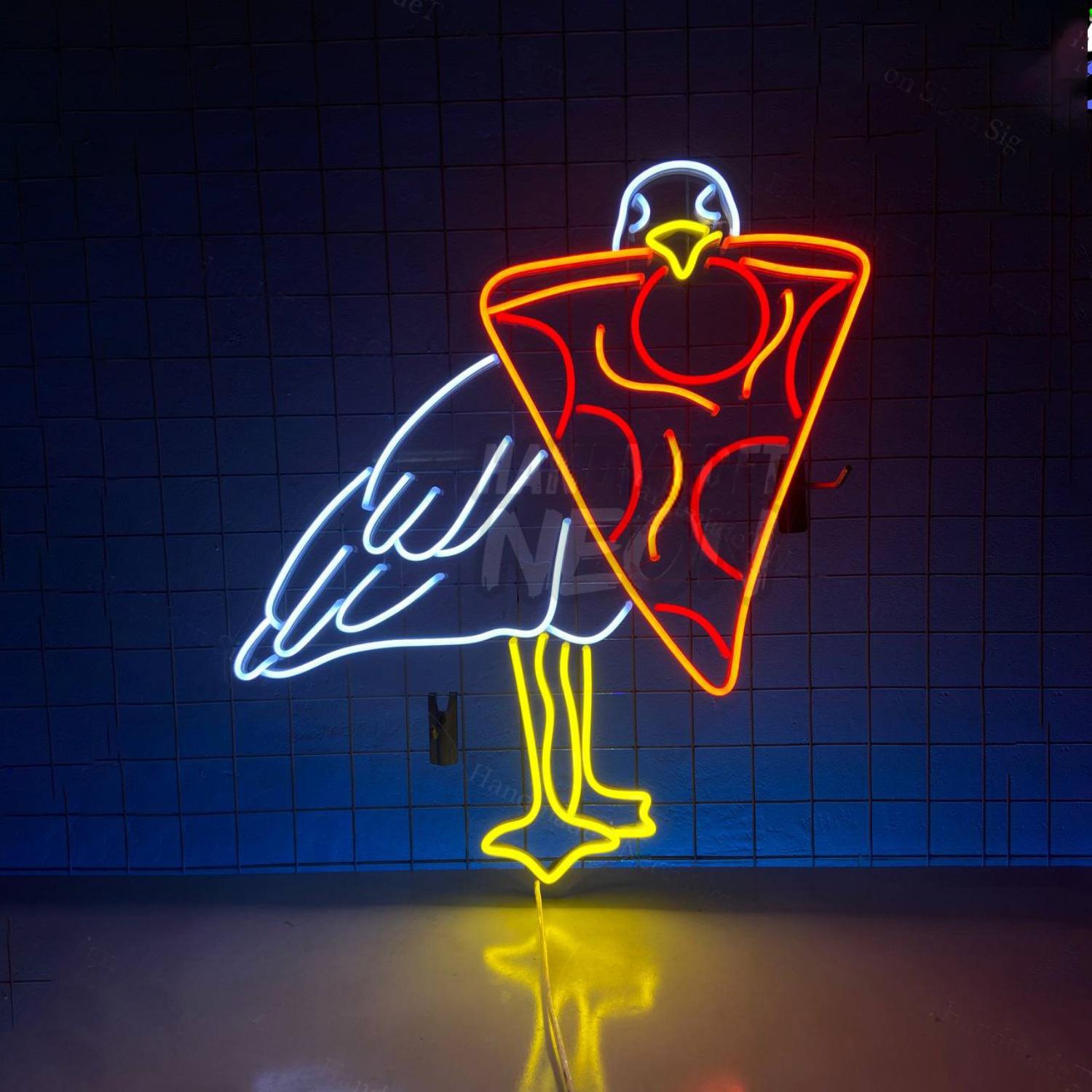 Seagull Bird Eat Pizza Led Neon Sign | Shineneon