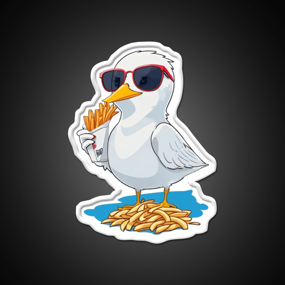 Seagull With Fries Fast Food Led Neon Sign For Burger Place Rgb Color - Shineneon