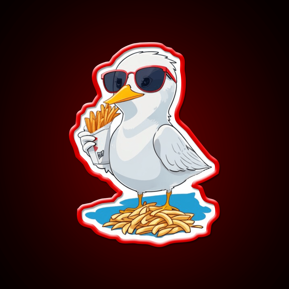 Seagull With Fries Fast Food Led Neon Sign For Burger Place Rgb Color - Shineneon