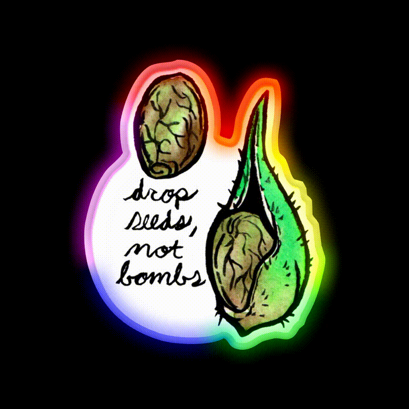 Seeds Not Bombs Hemp Inspired Green Leaf Led Neon Sign Rgb Color - LED neon sign close-up detail