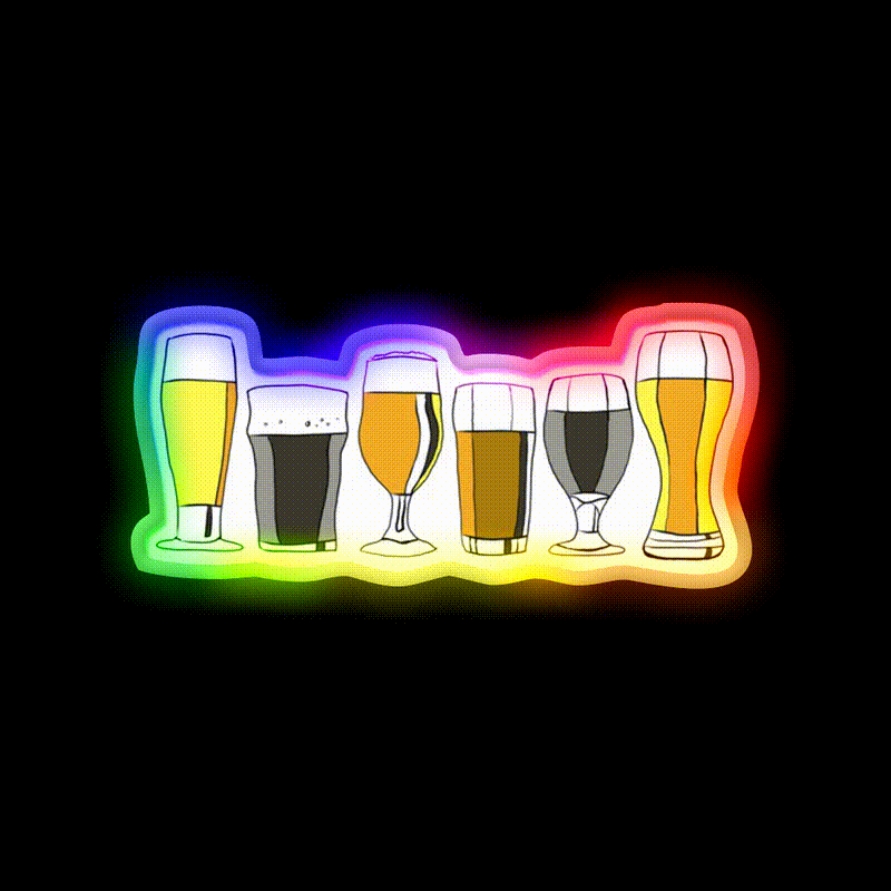 Selection Of Beers Beer Bar Decor Led Neon Sign Rgb Color - LED neon sign close-up detail