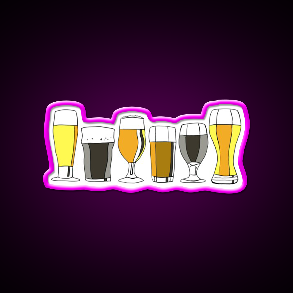 Selection Of Beers Beer Bar Decor Led Neon Sign Rgb Color - Neon sign mounted on wall in room