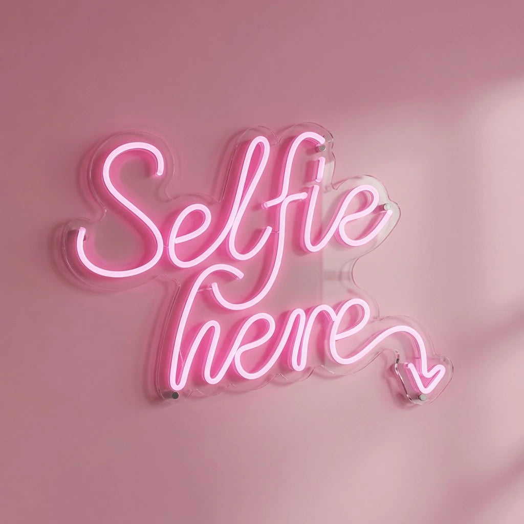 Selfie Here LED Neon Sign Wall Neon Sign - 01 Original Product Image