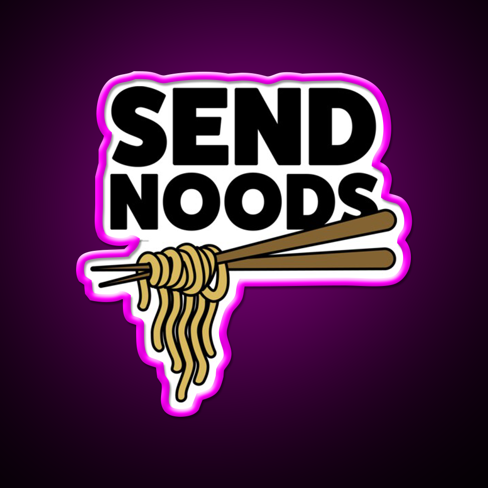 Send Noods Led Neon Sign Chinese Food Wall Decor Rgb Color - Neon sign mounted on wall in room