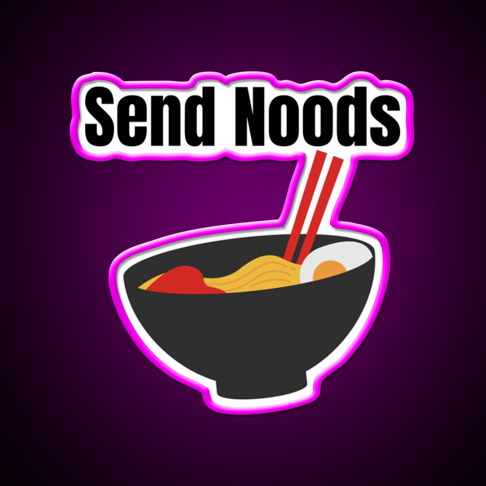 Send Noods Led Neon Sign Chinese Food Wall Led Sign Rgb Color - Neon sign mounted on wall in room