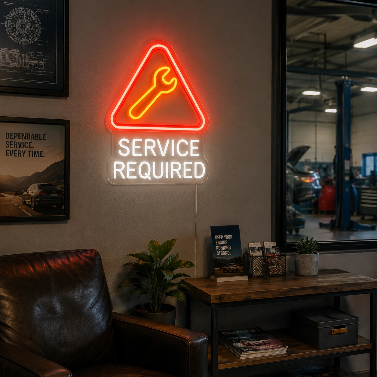 Service Required Neon Sign LED Neon Sign real lifestyle scene