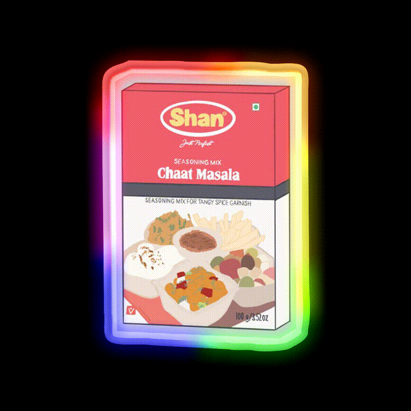 Shan Chaat Masala Box Snack Food Led Neon Sign Rgb Color - LED neon sign close-up detail