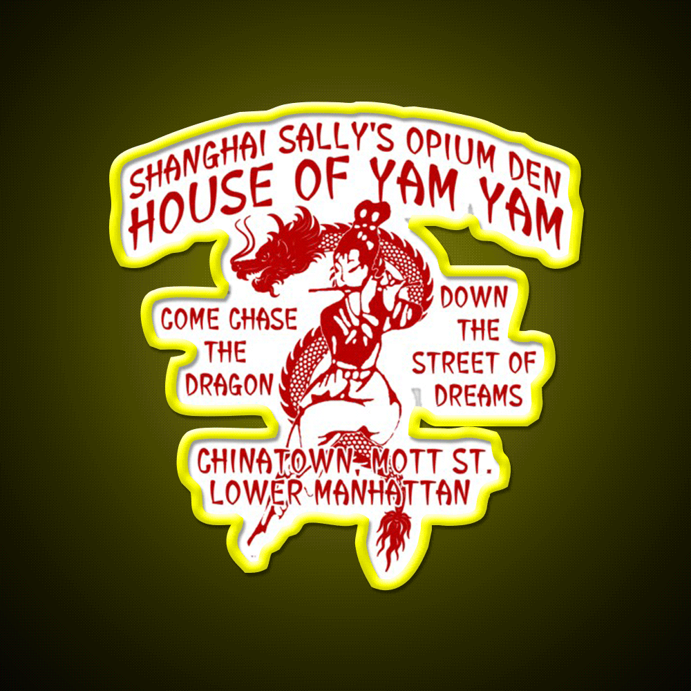 Shanghai Sallys House Of Yam Yam Red Asian Cultural Led Neon Sign Rgb Color - Custom LED neon sign front view