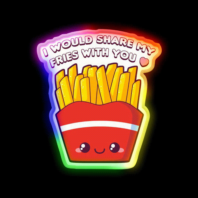 Share My Fries Snack Food Led Neon Sign Rgb Color - LED neon sign close-up detail