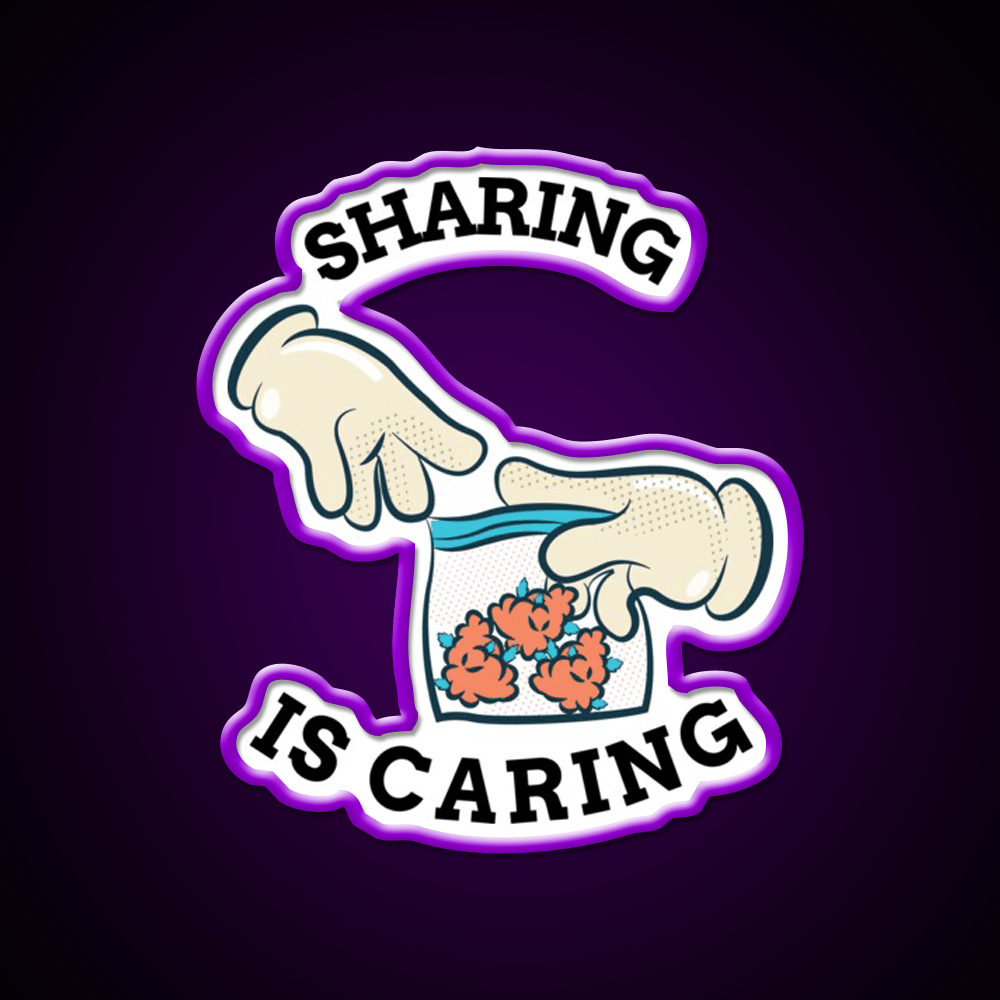 Sharing Is Caring Hemp Inspired Green Leaf Led Neon Sign Rgb Color - Shineneon