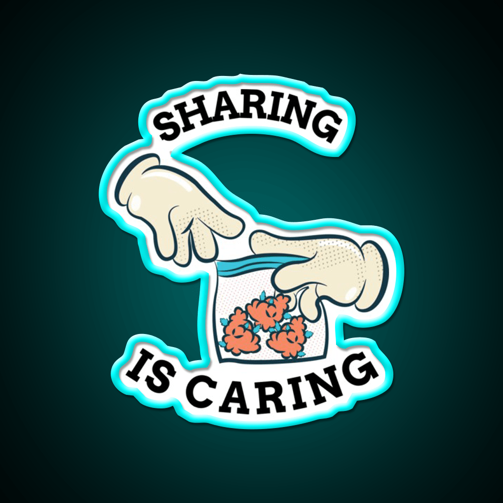 Sharing Is Caring Hemp Inspired Green Leaf Led Neon Sign Rgb Color - Shineneon