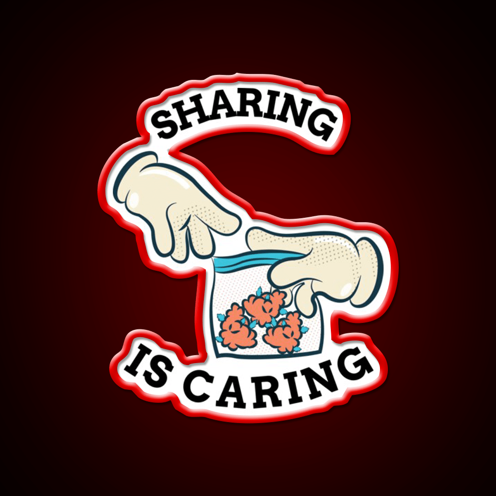 Sharing Is Caring Hemp Inspired Green Leaf Led Neon Sign Rgb Color - Shineneon