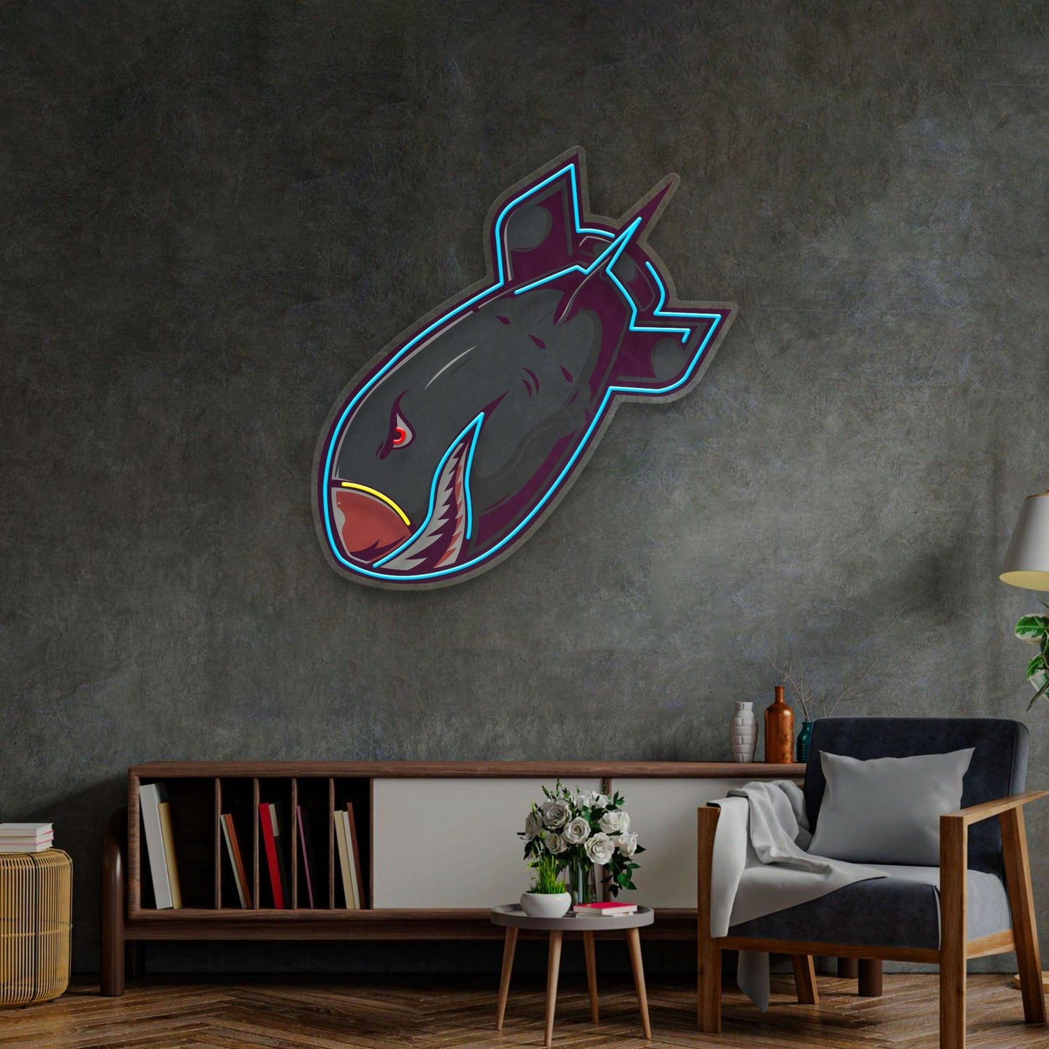 Shark Bomb Cartoon Uv Printed Led Neon Sign For Bar Restaurant Kids Room Decor | Shineneon