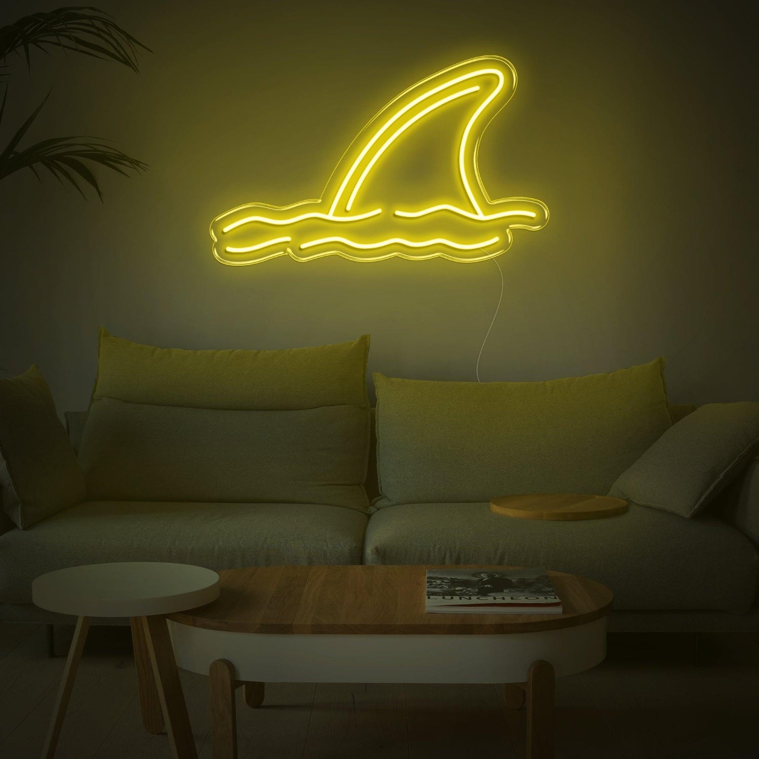 Shark Fin Waves Yellow Led Neon Sign For Coastal Living Room Decor | Shineneon