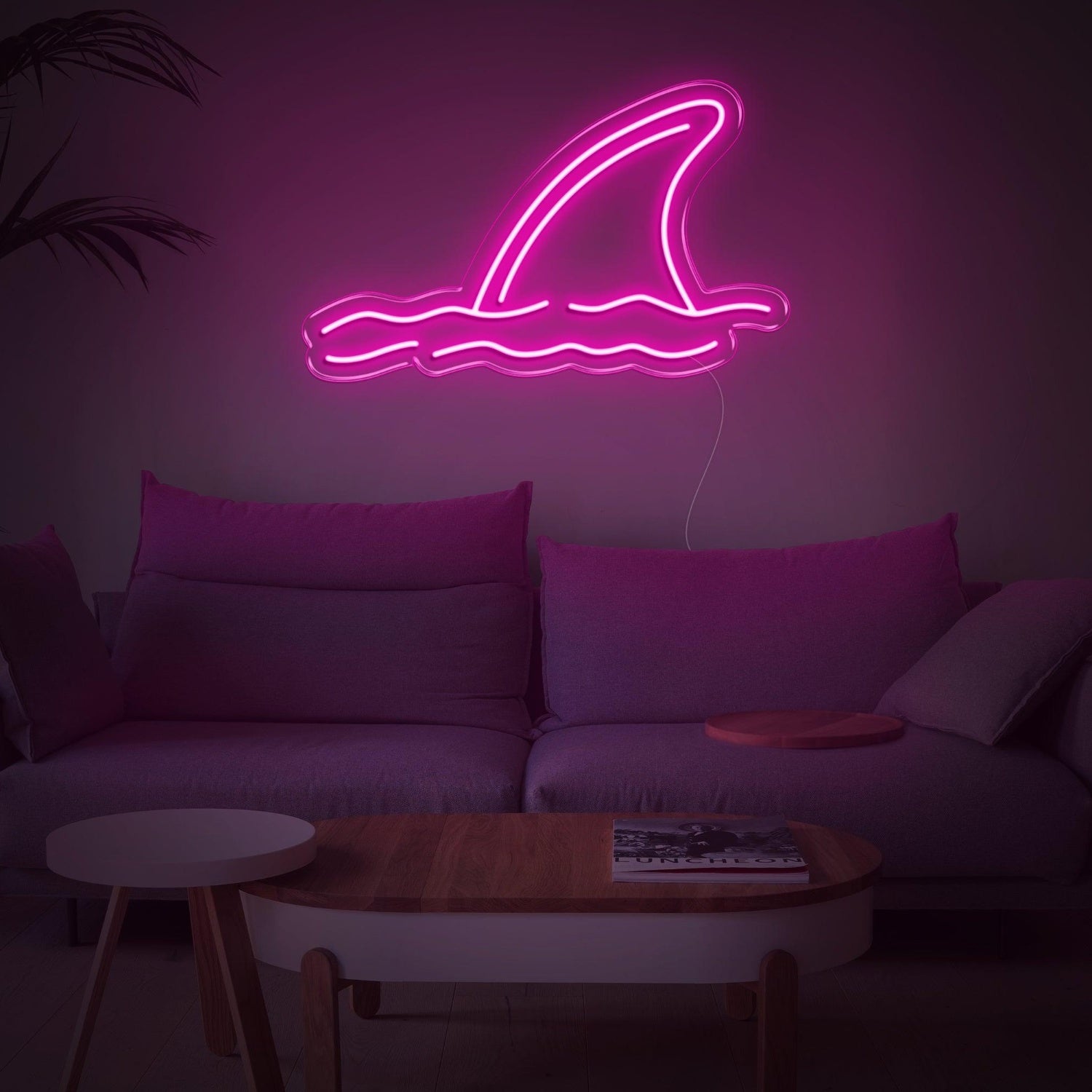 Shark Fin Waves Yellow Led Neon Sign For Coastal Living Room Decor | Shineneon