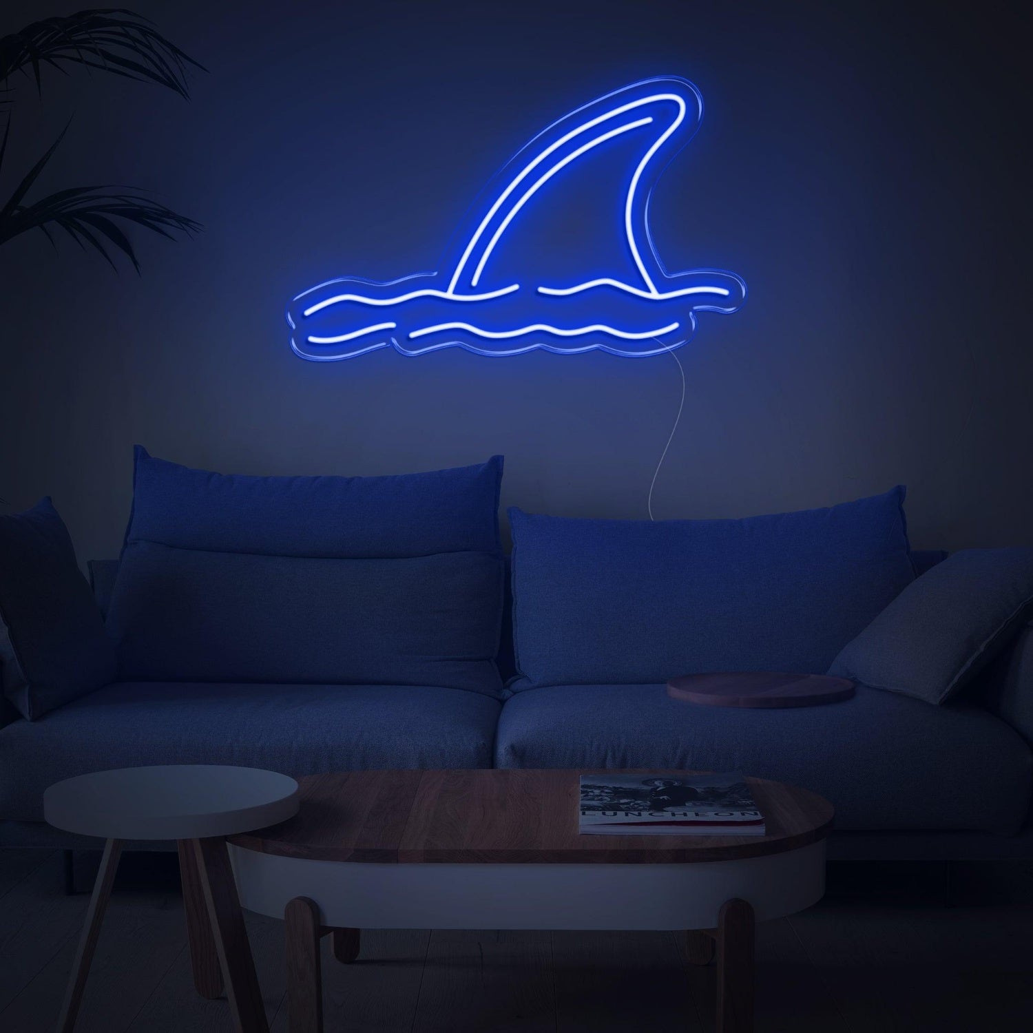 Shark Fin Waves Yellow Led Neon Sign For Coastal Living Room Decor | Shineneon