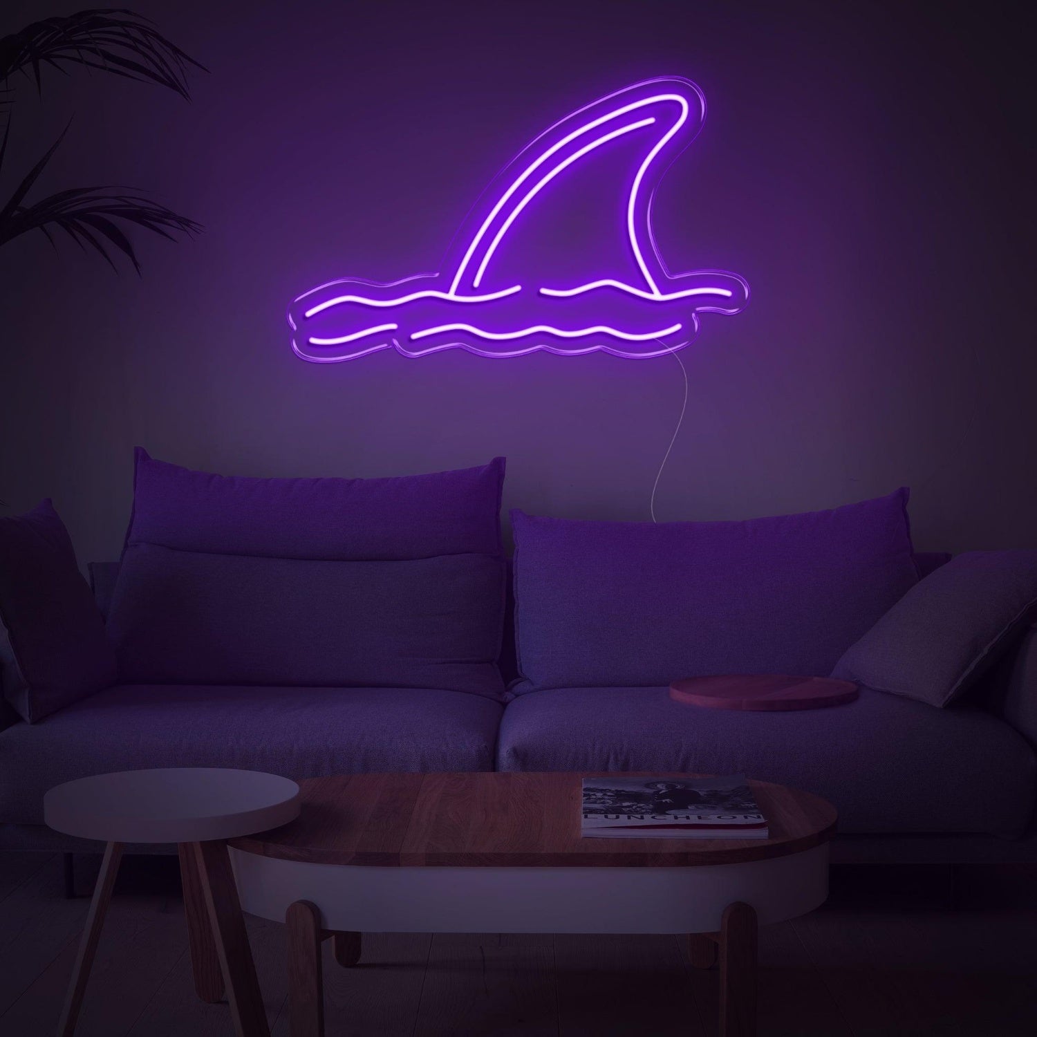 Shark Fin Waves Yellow Led Neon Sign For Coastal Living Room Decor | Shineneon