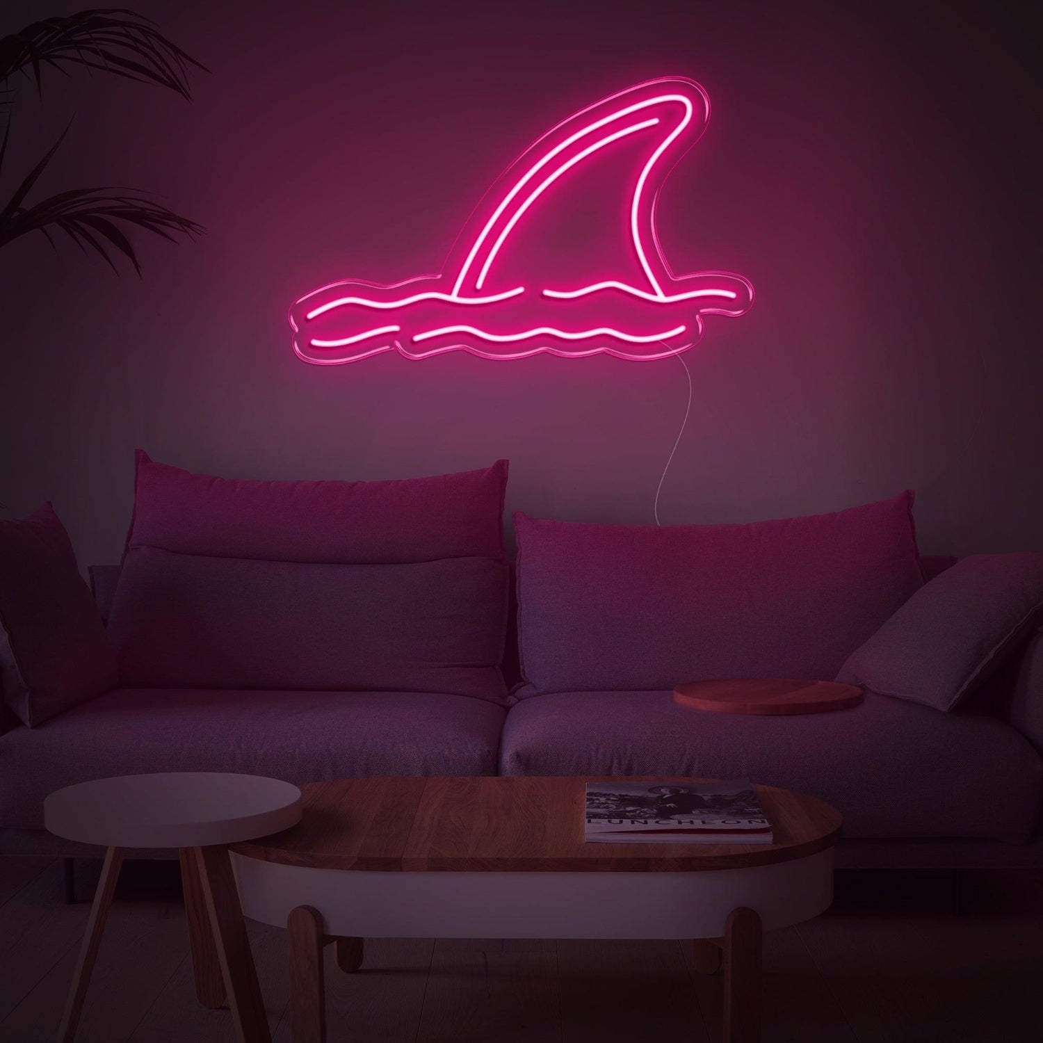 Shark Fin Waves Yellow Led Neon Sign For Coastal Living Room Decor | Shineneon