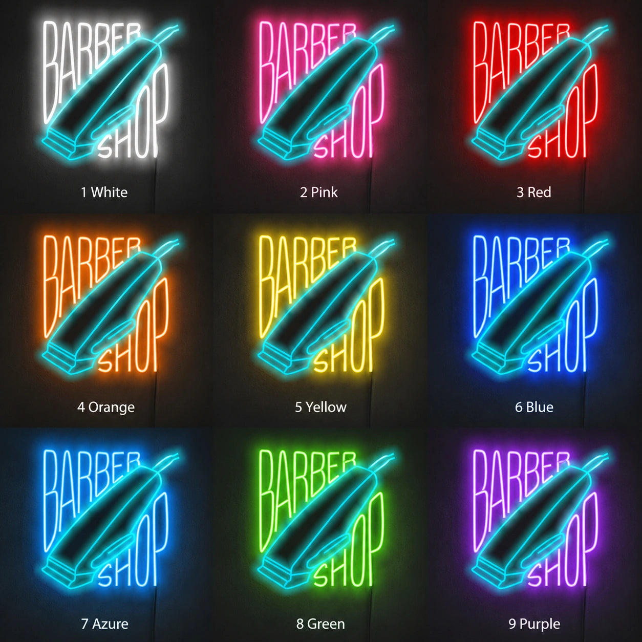 Sharp Barber Arrow Neon Sign LED Neon Sign color grid
