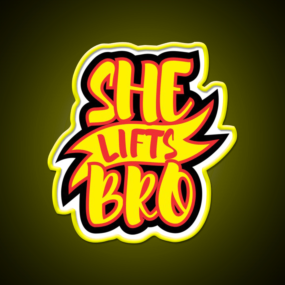 She Lifts Bro Gym Fitness Led Neon Sign Rgb Color - Custom LED neon sign front view