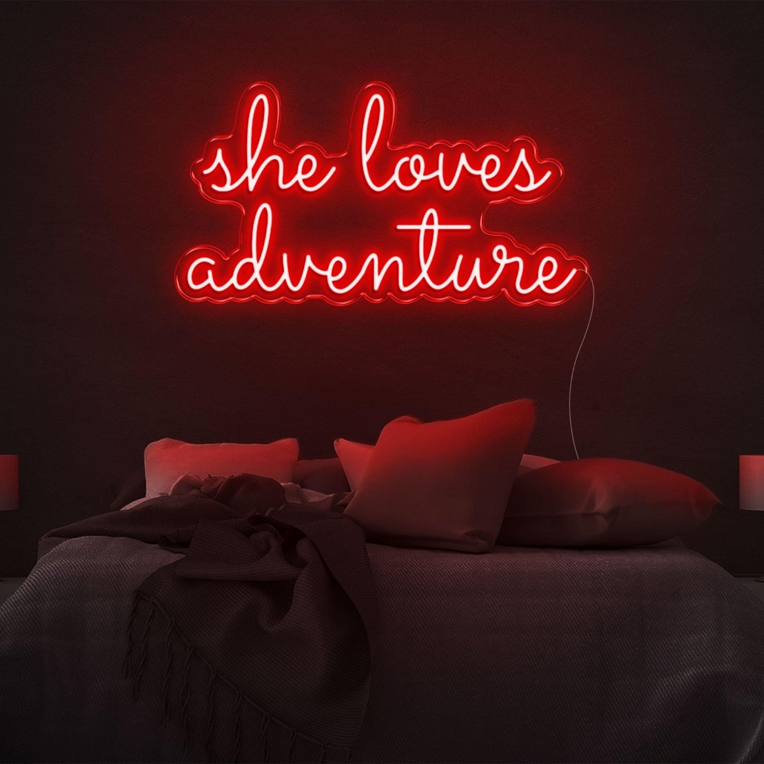 She Loves Adventure Bright Pink Led Neon Sign For Bedroom Wall Decor | Shineneon
