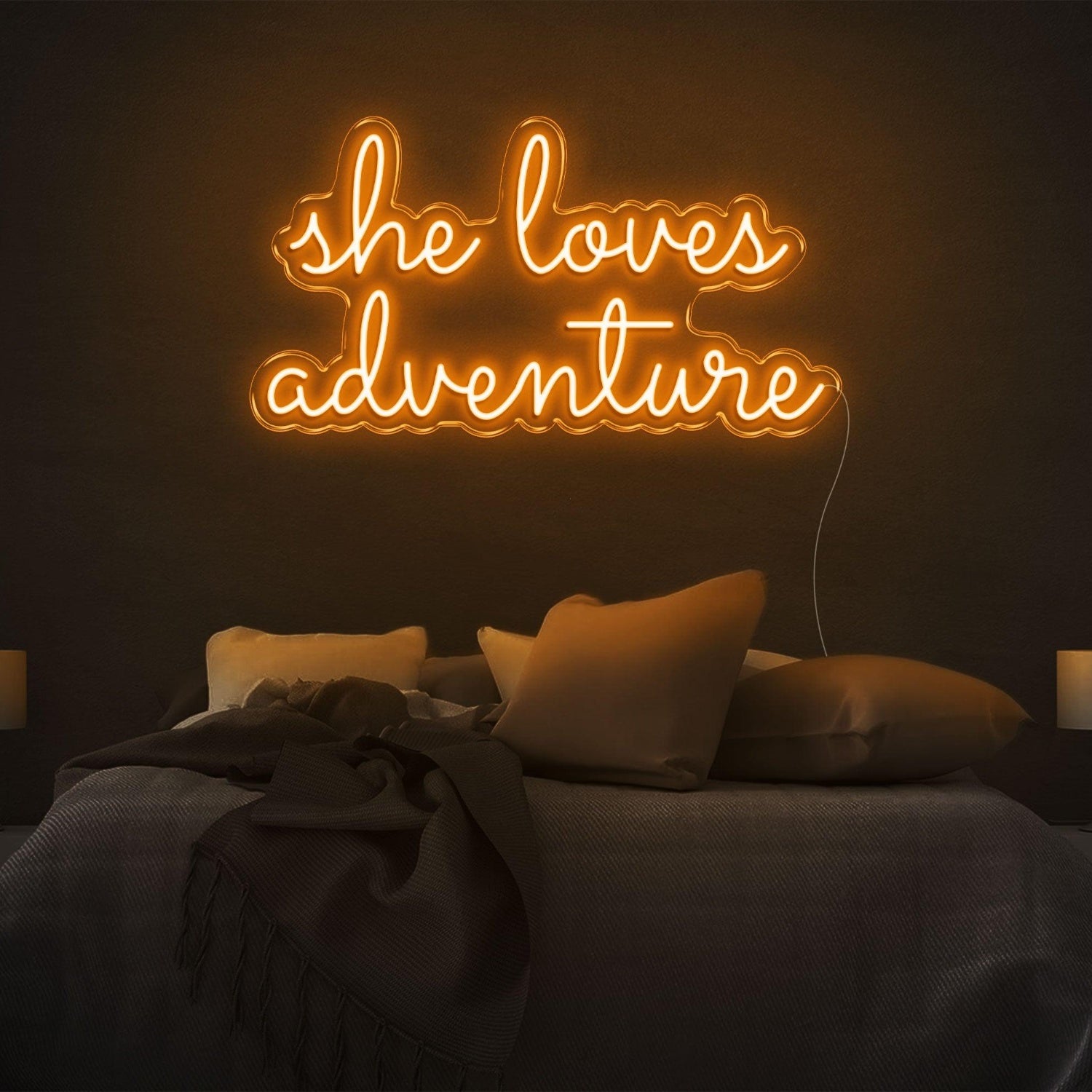 She Loves Adventure Bright Pink Led Neon Sign For Bedroom Wall Decor | Shineneon